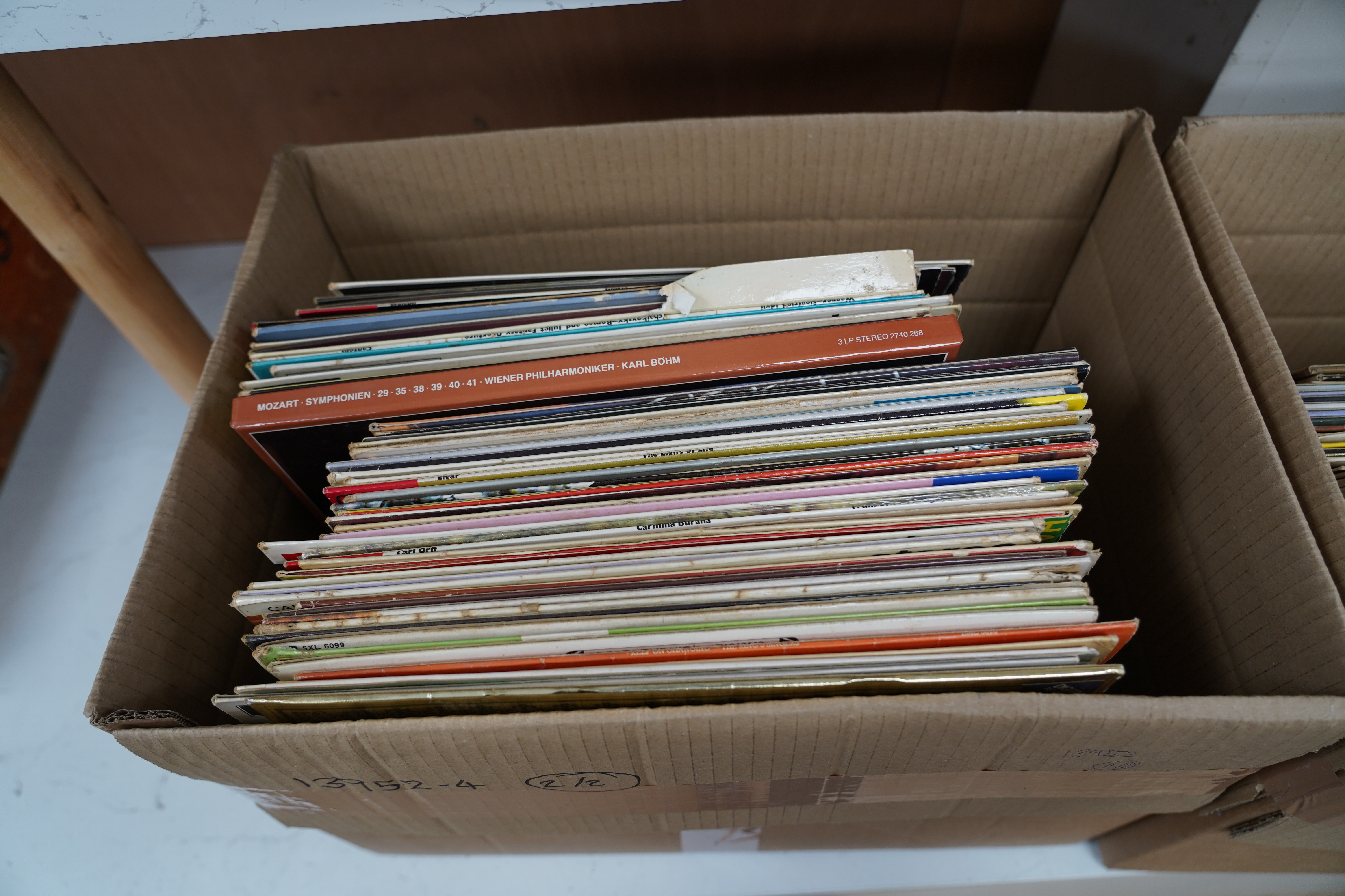 Approximately eighty LP record albums, mainly classical music, labels include; Argo, Decca, EMI, PYE, HMV, RCA, etc. composers include; Mozart, Vaughan Williams, Bach, Rachmaninov, Elgar, Copeland, Dvorak, Malcolm Arnold